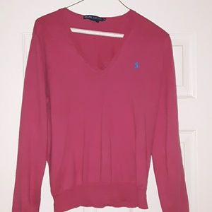 Junior hot pink Ralph Lauren long sleeve sweater